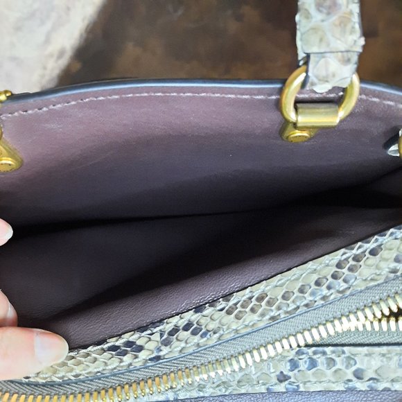 Coach Snakeskin Shoulder Bag in Black and Tan - Picture 9 of 11